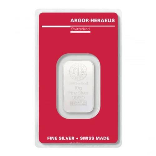 Argor Heraeus 10 Gram Silver Bar Minted