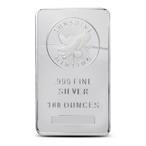 Sunshine Silver Bar 100 oz Front