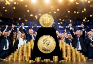 businessmen celebrating gold