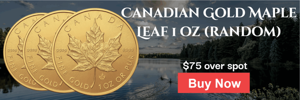 Canadien Gold Maple Leaf 1 OZ round for sale